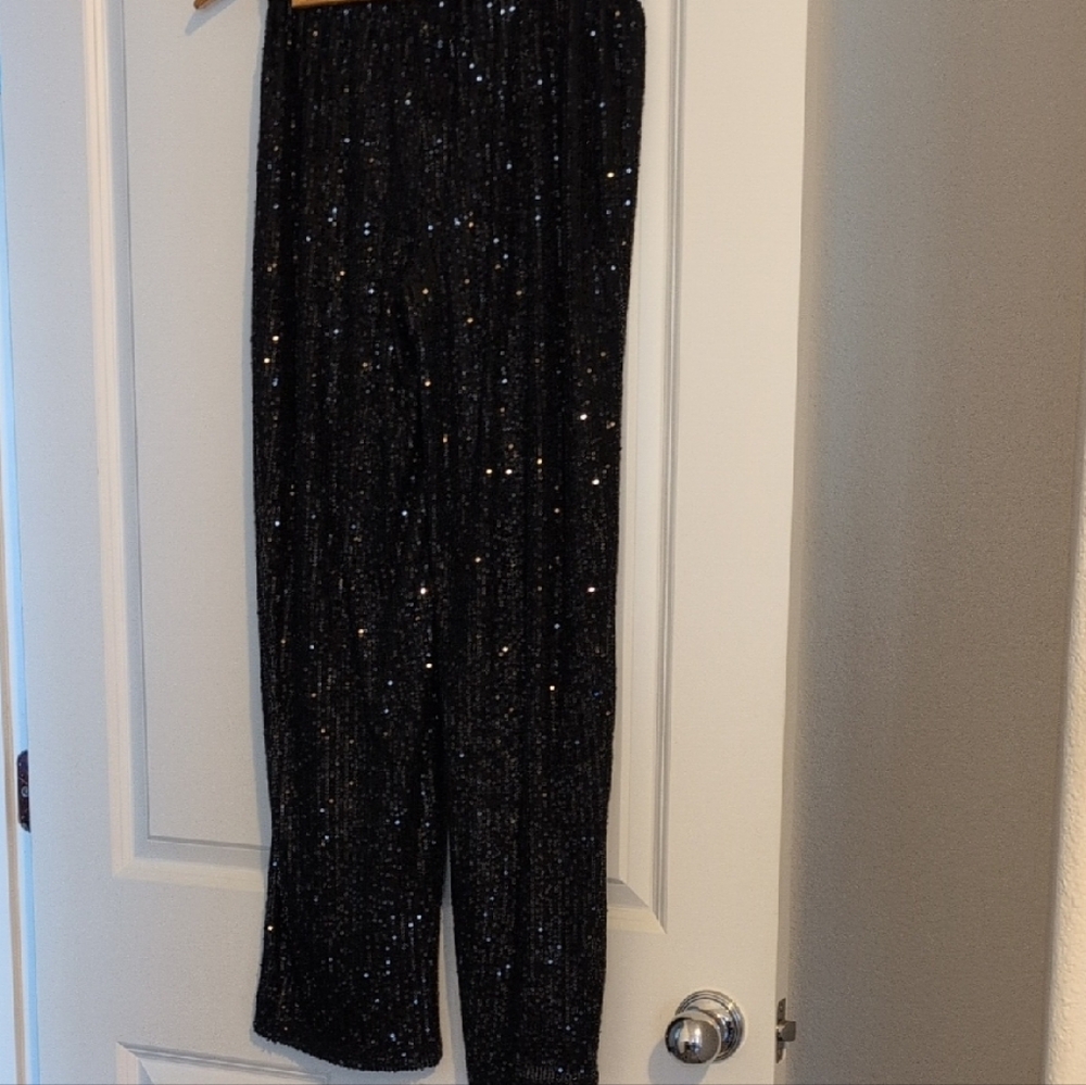 Sparkling Black Sequin Trousers